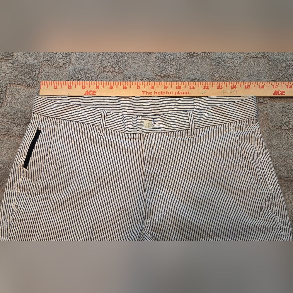 Britches Seersucker Shorts Men's 34x10 Blue & White Stripe Preppy Chino DadCore - Picture 3 of 10